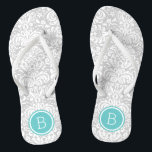 Monogramm der blauen und türkisfarbenen Damaskus Badesandalen<br><div class="desc">Maßgeschneiderte,  bedruckte Flop-Sandalen mit einem eleganten,  floralen Damastmuster und einem eigenen Monogramm oder einem anderen Text in einem Kreissaal. Klicken Sie auf Anpassen,  um Schriftart und Farben zu ändern oder eigene Bilder hinzuzufügen,  um ein einzigartiges Design zu erstellen!</div>