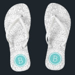 Monogramm der blauen und türkisfarbenen Damaskus Badesandalen<br><div class="desc">Maßgeschneiderte,  bedruckte Flop-Sandalen mit einem eleganten,  floralen Damastmuster und einem eigenen Monogramm oder einem anderen Text in einem Kreissaal. Klicken Sie auf Anpassen,  um Schriftart und Farben zu ändern oder eigene Bilder hinzuzufügen,  um ein einzigartiges Design zu erstellen!</div>