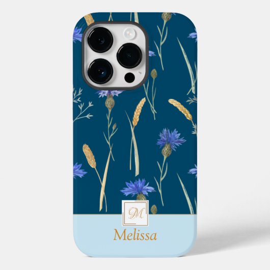 Monogramm der blauen Wildblume Case-Mate iPhone Hülle (Rückseite)