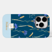 Monogramm der blauen Wildblume Case-Mate iPhone Hülle (Rückseite (Horizontal))