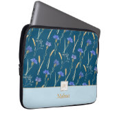 Monogramm der blauen Wildblume Laptopschutzhülle (Vorne Rechts)
