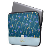 Monogramm der blauen Wildblume Laptopschutzhülle (Vorderseite Links)
