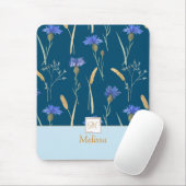 Monogramm der blauen Wildblume Mousepad (Mit Mouse)