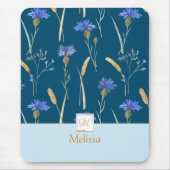 Monogramm der blauen Wildblume Mousepad (Vorne)