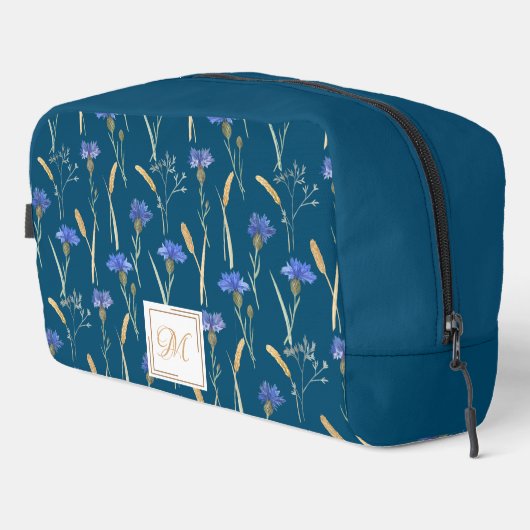 Monogramm der blauen Wildblume Waschbeutel (Rechte Ecke)