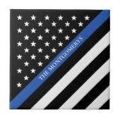 Monogramm der "Blue Line Police American Flag" Fliese (Vorderseite)
