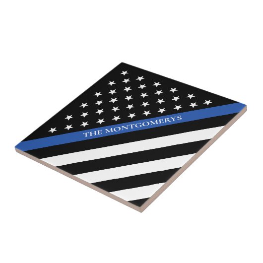 Monogramm der "Blue Line Police American Flag" Fliese (Seite)