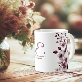 Monogramm der Blume Weiß und Magenta Orchid Kaffeetasse