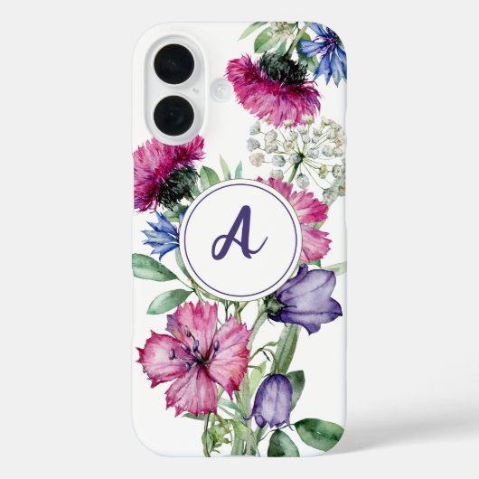 Monogramm der blutblauen Wildblume Case-Mate iPhone Hülle (Rückseite)