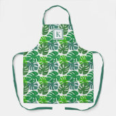 Monogramm der botanischen grünen Palmen-Blätter Schürze (Vorderseite)