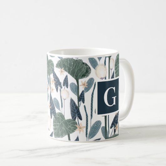 Monogramm der botanischen Illustration Pflanze-Mam Kaffeetasse (VorderseiteRechts)