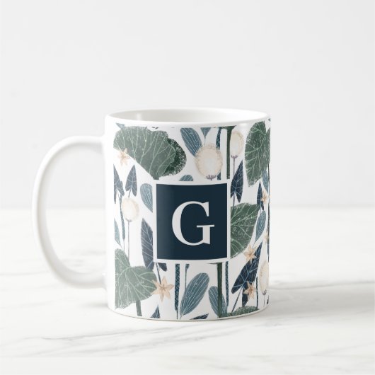 Monogramm der botanischen Illustration Pflanze-Mam Kaffeetasse (Links)