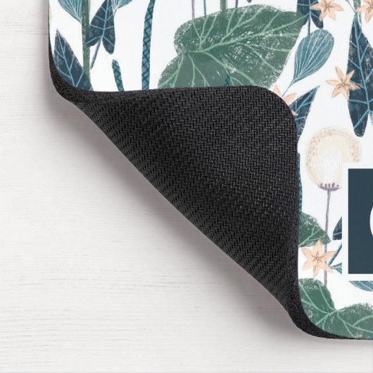 Monogramm der botanischen Illustration Pflanze-Mam Mousepad (Ecke)