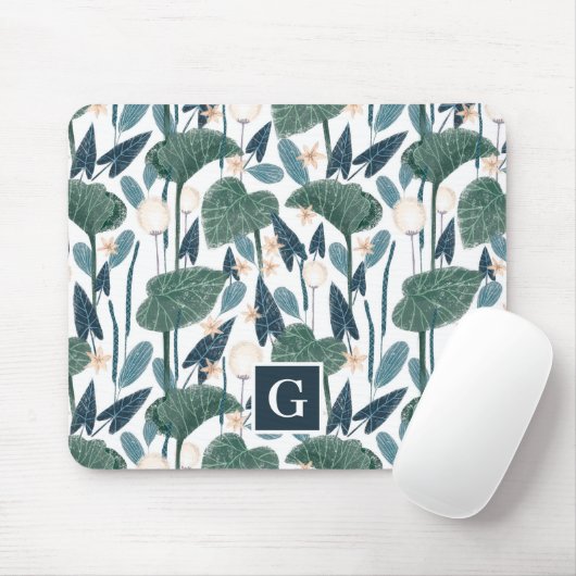 Monogramm der botanischen Illustration Pflanze-Mam Mousepad (Mit Mouse)
