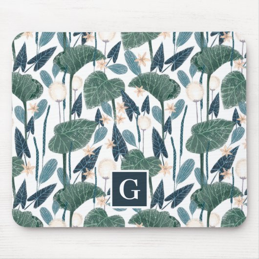 Monogramm der botanischen Illustration Pflanze-Mam Mousepad (Vorne)