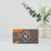 Monogramm der braunen Rust-Metallic-Textur Visitenkarte (Stehend Vorderseite)