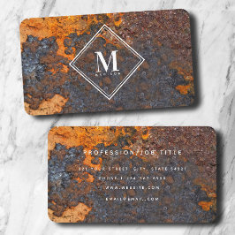Monogramm der braunen Rust-Metallic-Textur Visitenkarte