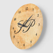 Monogramm der braunen Terracotta-Ziegelwand Große Wanduhr (Winkel)