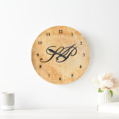 Monogramm der braunen Terracotta-Ziegelwand Große Wanduhr (Zuhause)