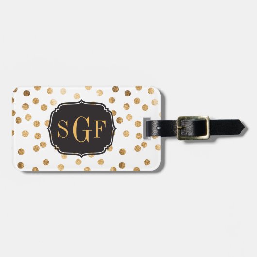 Monogramm der City Dots für den Schwarz-Weiß-Glitz Gepäckanhänger (Vorderseite horizontal)