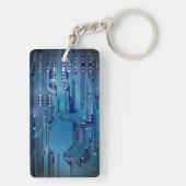 Monogramm der coolen blauen Computerplatine Schlüsselanhänger (Rückseite)