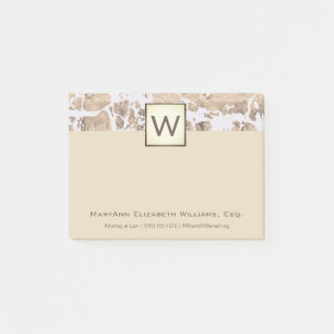 Monogramm der Cream-Marmor-Führungskraft Post-it Klebezettel