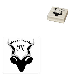 Monogramm der dunklen Antelope-Silhouette Gummistempel