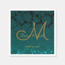 Monogramm der dunklen Aquamarinen Gold-Floral-Hoch