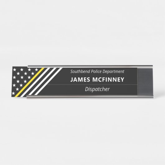 Monogramm der dünnen gelben Leitsteine Schreibtischnamensplakette (Vorderseite )