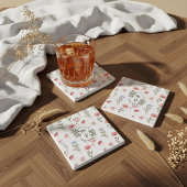 Monogramm der eleganten Aquarellfarben-Wildblume Steinuntersetzer