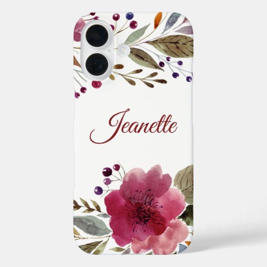 Monogramm der eleganten Burgundy-Blume Case-Mate iPhone Hülle (Rückseite)
