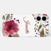 Monogramm der eleganten Burgundy-Blume Case-Mate iPhone Hülle (Rückseite (Horizontal))