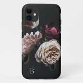 Monogramm der eleganten dunklen Rose Case-Mate iPhone Hülle (Rückseite)