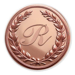 Monogramm der eleganten Rose Gold Wreath Family Keramikknauf