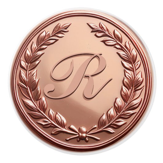 Monogramm der eleganten Rose Gold Wreath Family Keramikknauf (Vorderseite)