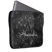 Monogramm der eleganten schwarz-weißen Sparkling-S Laptopschutzhülle (Vorne Rechts)