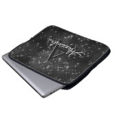 Monogramm der eleganten schwarz-weißen Sparkling-S Laptopschutzhülle (Vorne Knopf)