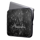Monogramm der eleganten schwarz-weißen Sparkling-S Laptopschutzhülle (Vorderseite Links)