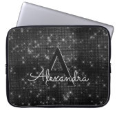 Monogramm der eleganten schwarz-weißen Sparkling-S Laptopschutzhülle (Vorderseite)