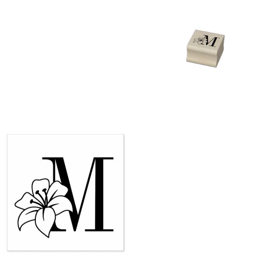 Monogramm der exotischen Lily-Blume Initial Self-I Gummistempel (Stempel)