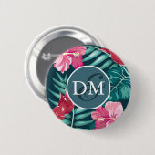 Monogramm der exotischen Summer-Blume Button (Vorne & Hinten)