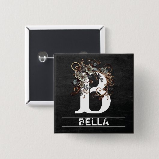Monogramm der Faltschachtel mit Floral Button (Vorne & Hinten)