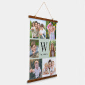 Monogramm der Familie 6 Foto Collage Sage Green Wandteppich Mit Holzrahmen (Gewinkelt)