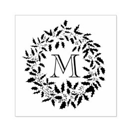 Monogramm der Familie Christmas Holly and Berries Gummistempel