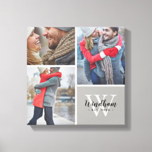 Monogramm der Familie Datum 3 FotoCollage Leinwanddruck