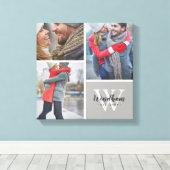 Monogramm der Familie Datum 3 FotoCollage Leinwanddruck (Insitu (Holzboden))