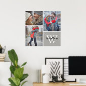 Monogramm der Familie Datum 3 FotoCollage Poster (Heimbüro)