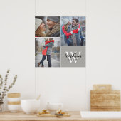 Monogramm der Familie Datum 3 FotoCollage Poster (Küche)