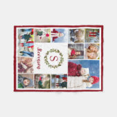 Monogramm der Familie Holiday Greenery Wreath 12 F Fleecedecke (Vorderseite (Horizontal))