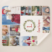 Monogramm der Familie Holiday Greenery Wreath 12 F Sherpadecke (Vorderseite (Horizontal))